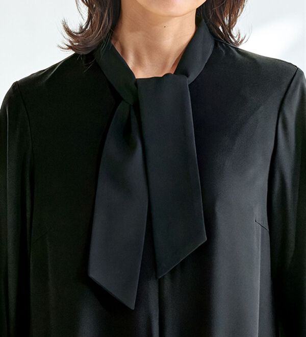 BELLUNA（ベルーナ）の「日本製素材！バックプリーツボウタイワンピース（ブラックフォーマル（喪服・礼服））」｜詳細画像