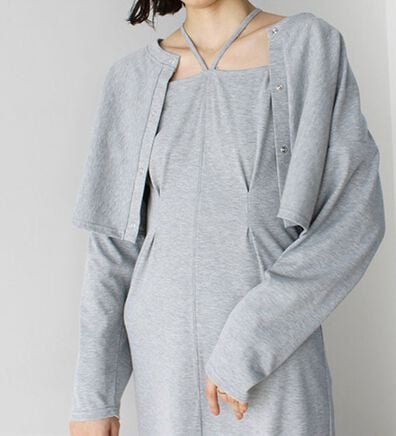 GeeRA（ジーラ）の「ミックス見えリブ素材ワンピ＆カーディガン（アンサンブル）」