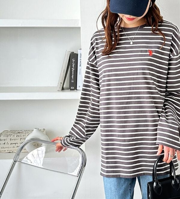 GeeRA（ジーラ）の「【Ｕ．Ｓ．ＰＯＬＯ ＡＳＳＮ】オーバーサイズ刺しゅうロンＴ（カットソー）」｜詳細画像