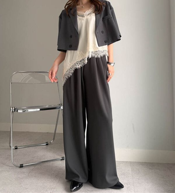 RANAN（ラナン）の「ひんやり！とろみ2タック体型カバーパンツ（フルレングスパンツ）」｜詳細画像