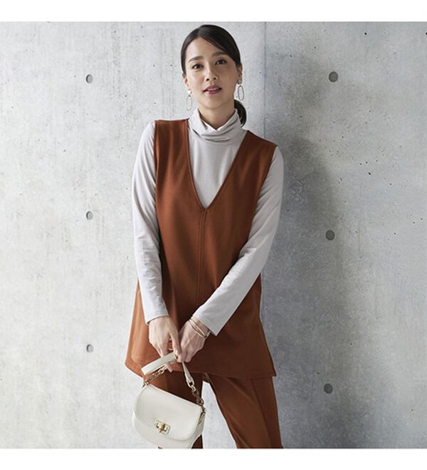 BELLUNA（ベルーナ）の「日本製ウール入りポンチＶネックベスト（ベスト）」｜詳細画像