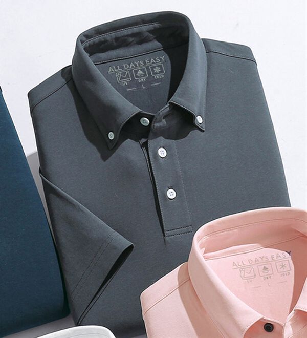 「猛暑に役立つ７得ビズポロ（メンズポロシャツ）」｜チャコール