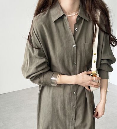 GeeRA（ジーラ）の「スリット入りロングシャツワンピース（シャツワンピース）」