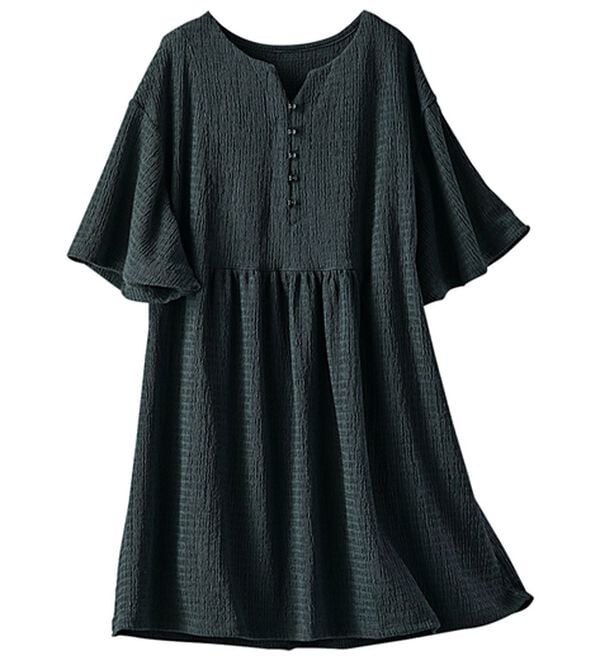 BELLUNA（ベルーナ）の「よく伸びてラク！ポコポコ着やせチュニック（チュニック）」｜チャコール