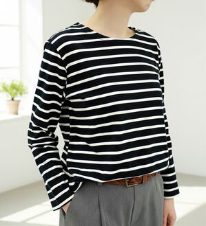 BELLUNA（ベルーナ）の「綿100％きれい見えボーダープルオーバー（カットソー）」｜詳細画像