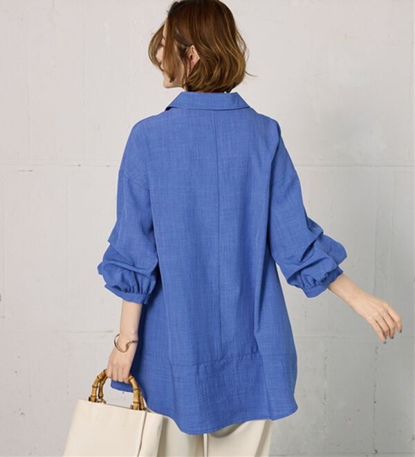 BELLUNA（ベルーナ）の「麻調素材袖タックデザインシャツチュニック（チュニック）」｜詳細画像