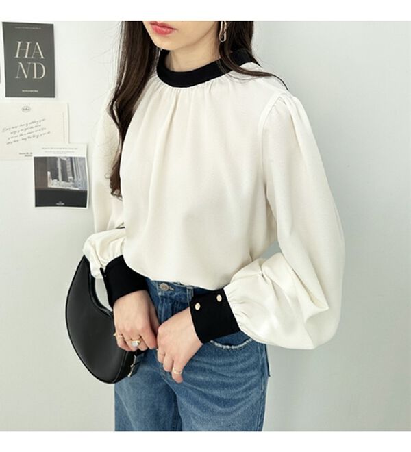 GeeRA（ジーラ）の「前後２ＷＡＹバイカラーブラウス（ブラウス）」｜詳細画像