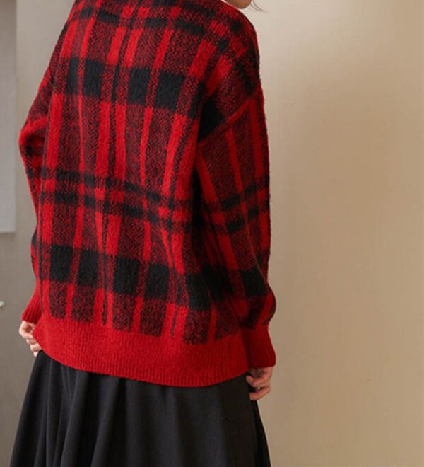 RANAN（ラナン）の「チェック柄ふんわり起毛ニット（チュニック）」｜詳細画像