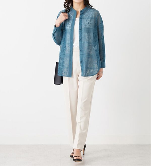 BELLUNA（ベルーナ）の「上品レース素材シャツチュニック（チュニック）」｜詳細画像