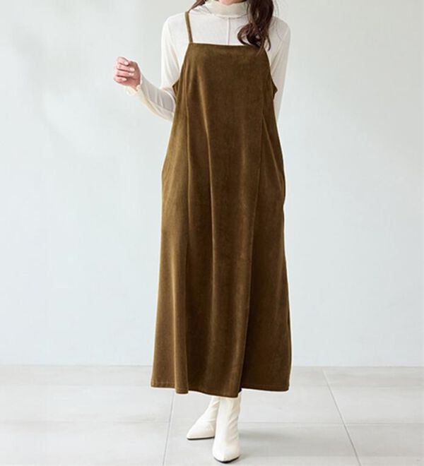 RANAN（ラナン）の「畦ニットカーデ&times;ベロアキャミワンピ（ロングワンピース）」｜詳細画像