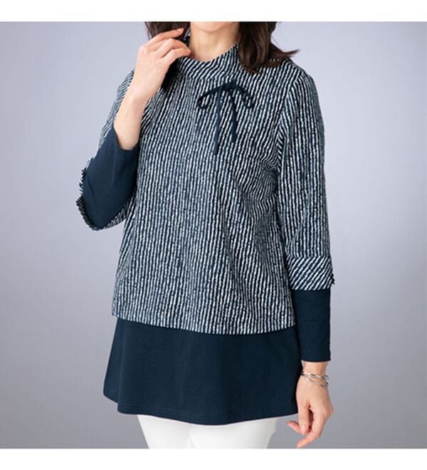 ルフラン（ルフラン）の「よろけストライプブラウスアンサンブル＜ロニール＞（アンサンブル）」｜詳細画像