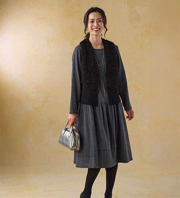 BELLUNA（ベルーナ）の「プードルファー切替ニットベスト（ベスト）」｜詳細画像