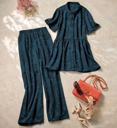 ルフラン（ルフラン）の「花ジャカードセットアップ（ブラウススーツ）」