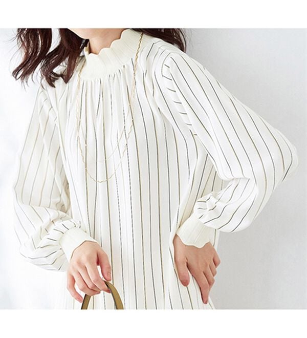 BELLUNA（ベルーナ）の「衿＆袖ニット使い美人顔ブラウス（ブラウス）」｜詳細画像