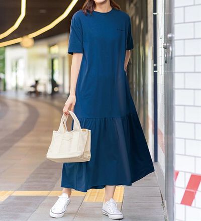 美品 S.ESSENTIALS 強撚ポンチギャザーワンピース 36 濃紺 champion】ギャザーワンピース【UNDOVE】 - ベルーナ【公式】