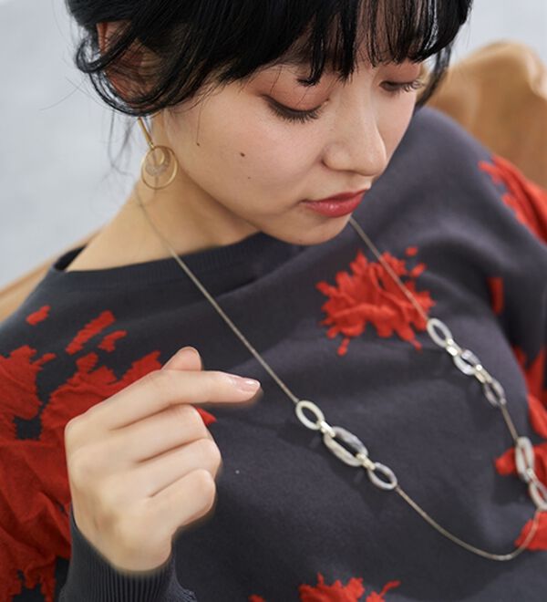 BELLUNA（ベルーナ）の「大人のゆるっと花柄ジャカードニットプルオーバー（ニット・セーター）」｜詳細画像