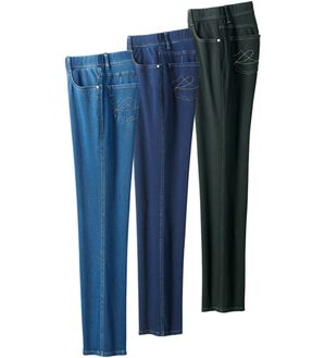 ルフラン（ルフラン）の「【３本組】トリコなはき心地！ニットデニム　ストレート（フルレングスパンツ）」｜3本組