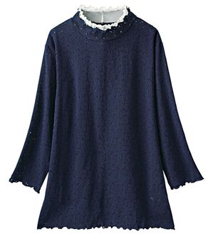 LAVIENNE（ラヴィエンヌ）の「メロウが素敵な総レースプルオーバー（肌着・インナーウェア）」｜ネイビー
