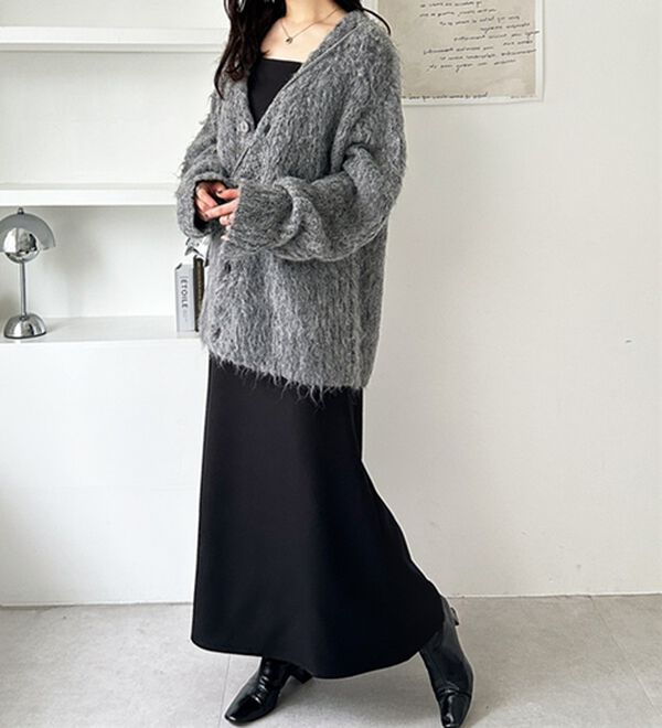 GeeRA（ジーラ）の「ミックスシャギーＶネックカーディガン（ニットカーディガン）」｜詳細画像