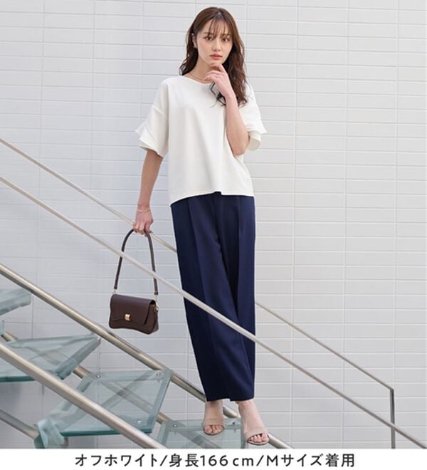 alotta（アロッタ）の「【４つの機能付】ひんやりフリル袖ブラウスＴシャツ（ブラウス）」｜詳細画像