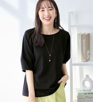 alotta（アロッタ）の「【6つの機能付】ランタンスリーブカットソー（カットソー）」｜ブラック