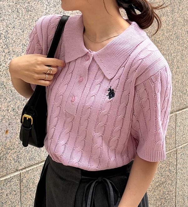 RANAN（ラナン）の「＜U.S.POLO ASSN.＞半袖ケーブルポロニット（シャツ）」｜詳細画像