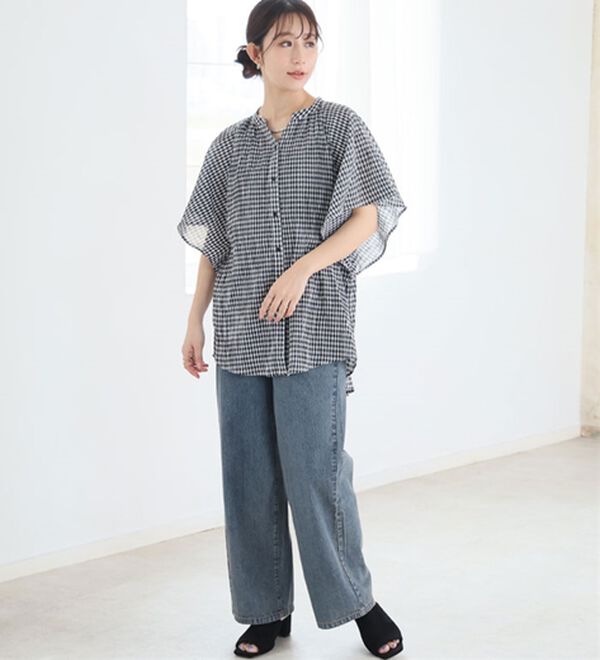 A HAPPY MARILYN（アハッピーマリリン）の「【Ｌ～６Ｌ】【風通るプレミアム】フレアスリーブワイドブラウス（ブラウス）」｜詳細画像