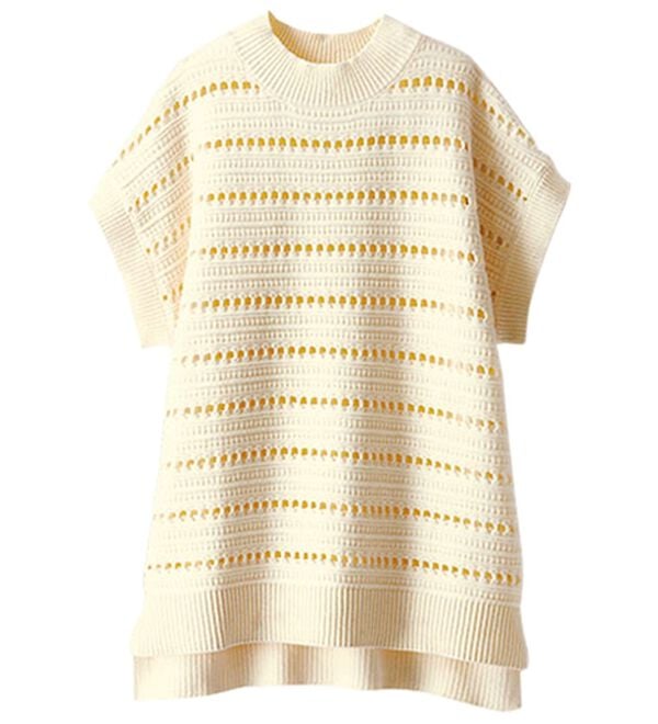 BELLUNA（ベルーナ）の「透かし編ハイネックゆったりニットベスト（ベスト）」｜詳細画像