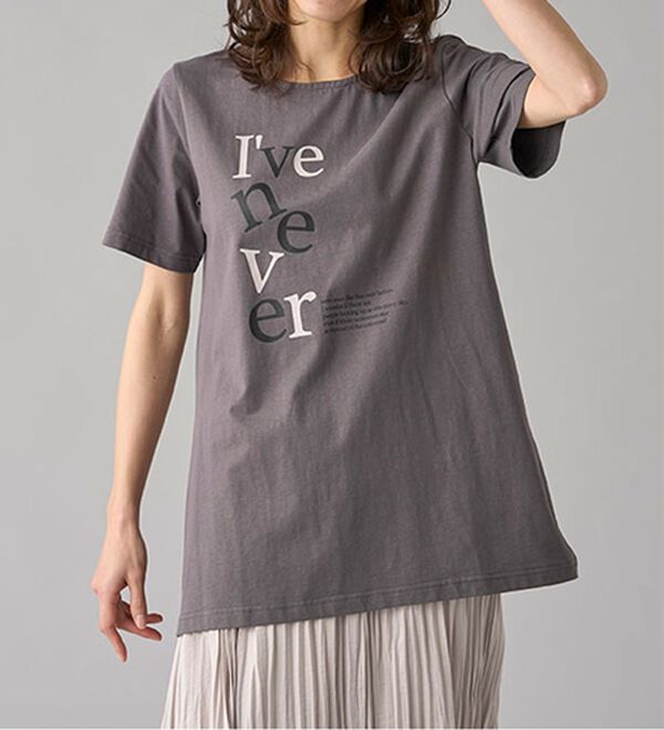 BELLUNA（ベルーナ）の「ひんやリッチコットン大人のプリントロング丈Ｔシャツ（カットソー）」｜詳細画像