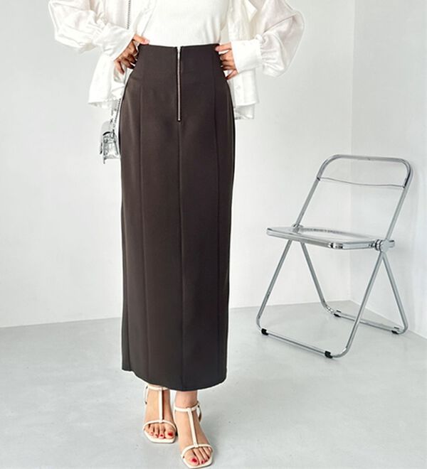 GeeRA（ジーラ）の「ＯＮ／ＯＦＦ使える！フロントファスナースカート（ロングスカート）」｜詳細画像