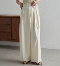 RANAN（ラナン）の「麻調2タックラップリボンパンツ（フルレングスパンツ）」