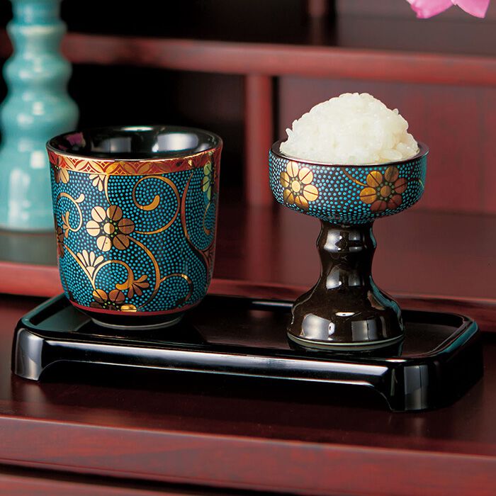 有田焼 茶湯器・仏器セット(膳付き) 四季友禅 有田焼 四季友禅 茶湯器