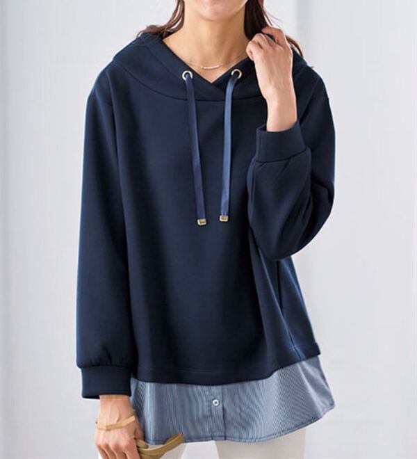 BELLUNA（ベルーナ）の「ワイドネックデザインシャツ切替チュニック（チュニック）」｜詳細画像