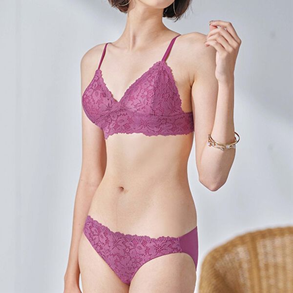 YU'NOW（ユナウ）の「レーシーブラレット＆ショーツセット（ブラジャー＆ショーツセット）」｜ローズピンク