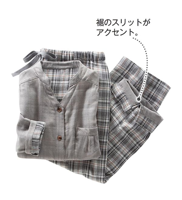 LAVIENNE（ラヴィエンヌ）の「【オーガニックコットン使用】綿１００％Ｗガーゼのルームパジャマ（パジャマ・ルームウェア）」｜詳細画像