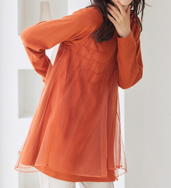 RANAN（ラナン）の「ふんわりあったか素材チュール重ねチュニック（チュニック）」｜詳細画像