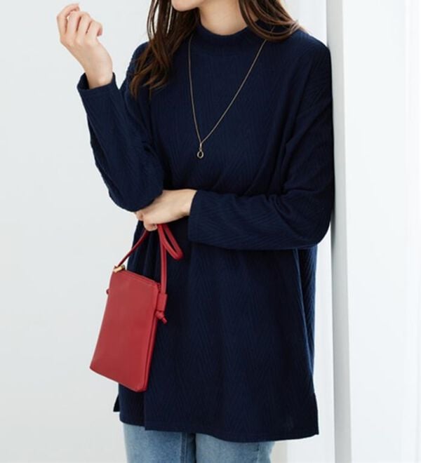 cen. ジャガードチュニック　ネイビー　値下げ ブラックリボンジャガードチュニック(ブラウス・シャツ)｜TOPS