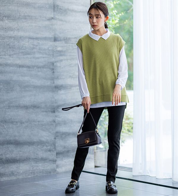 BELLUNA（ベルーナ）の「【新色追加】&ldquo;2点セット&rdquo;あぜ素材ベストアンサンブル（アンサンブル）」｜詳細画像