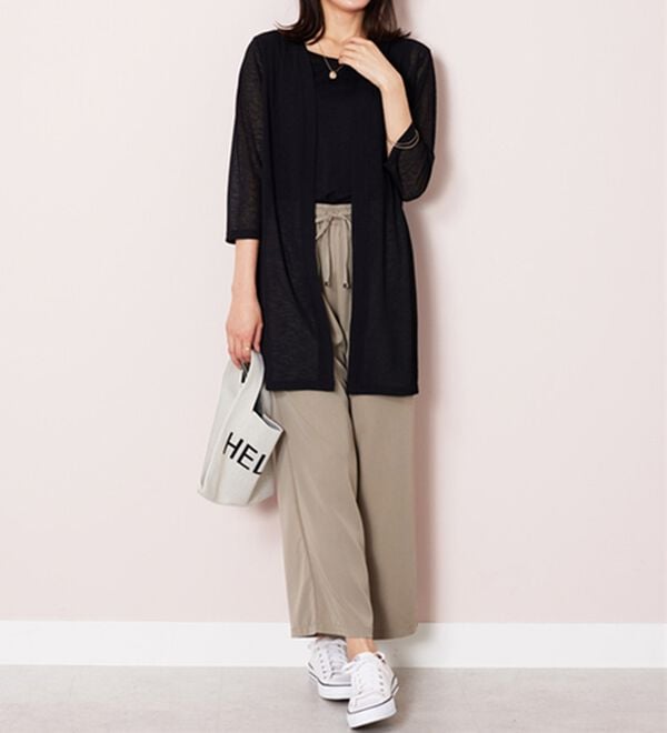 BELLUNA（ベルーナ）の「【接触冷感】なめらかタッチイージーワイドパンツ（ワイドパンツ・ガウチョ）」｜詳細画像