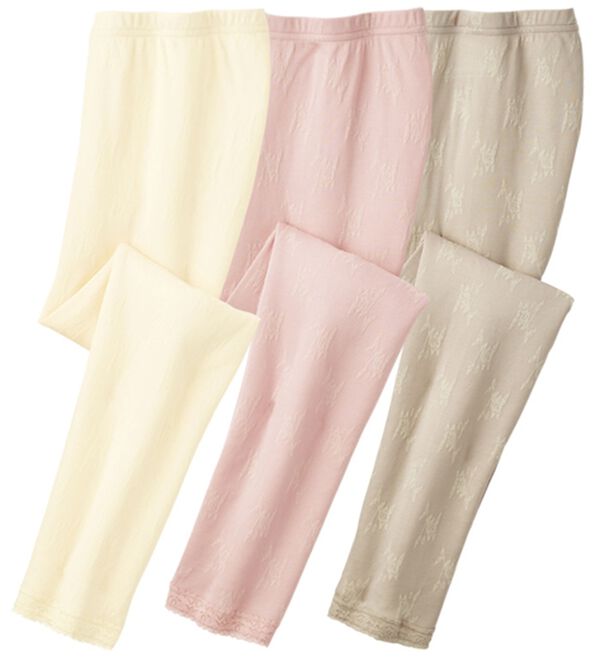 「【３色組】なめらかシルク入りジャカードボトム　７分丈（肌着・インナーウェア）」｜3色組