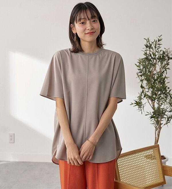 BELLUNA（ベルーナ）の「Ｔシャツ感覚なのにきちんとブラウス見え！カットジョーゼット半袖プルオーバー（カットソー）」｜詳細画像