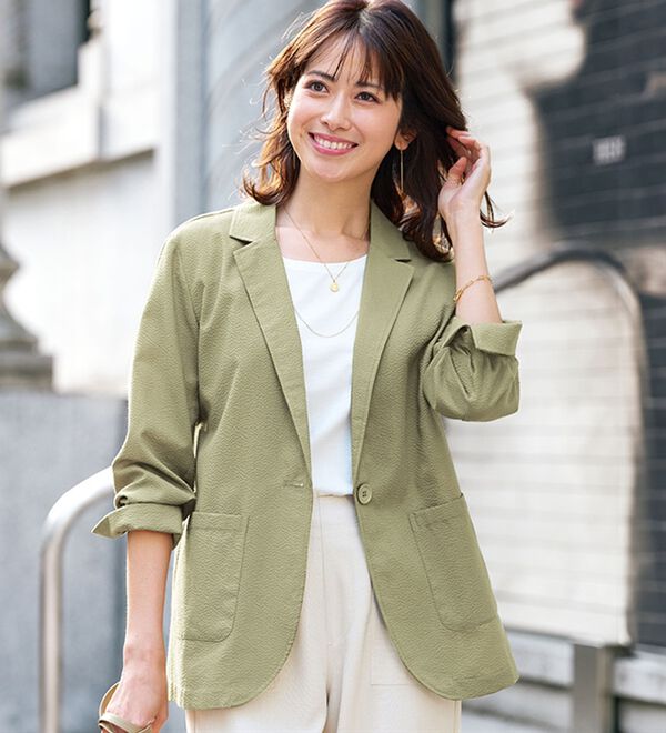 BELLUNA（ベルーナ）の「涼しげサッカー素材ウォッシャブルサマージャケット（その他ジャケット）」｜詳細画像