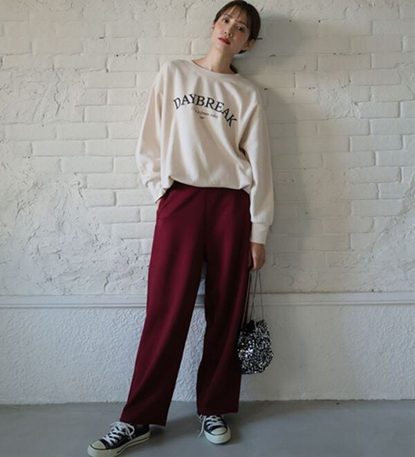 A HAPPY MARILYN（アハッピーマリリン）の「【Ｌ～６Ｌ】丈が選べる 脚痩せ ポンチ カーブパンツ ストレッチ ワイドパンツ（ワイドパンツ・ガウチョ）」｜詳細画像