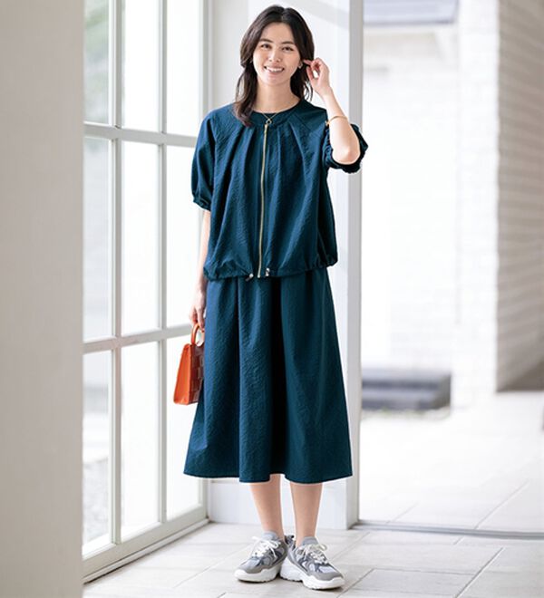 ルフラン（ルフラン）の「お買得＊活躍ブルゾン＆ワンピ（ブラウススーツ）」｜ネイビー