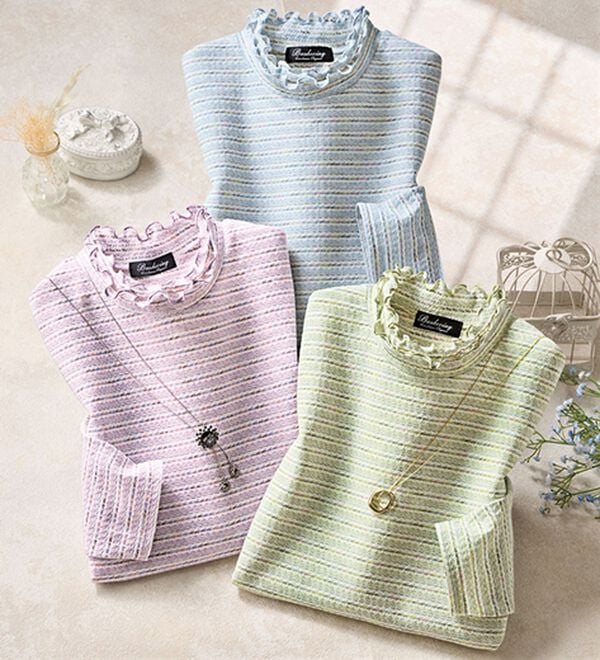 ルフラン（ルフラン）の「【３色組】日本製かすりジャカード涼やかプルオーバー（カットソー）」｜3色組