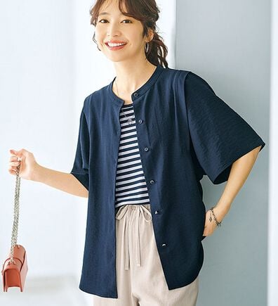 BELLUNA（ベルーナ）の「【快適Ｌａｂ．】お手入れ楽々ビンテージ調素材ブラウス（ブラウス）」