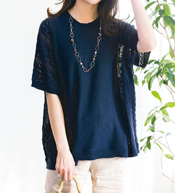 ルフラン（ルフラン）の「【２色組】透かし編みドルマンニット（ニット・セーター）」｜詳細画像