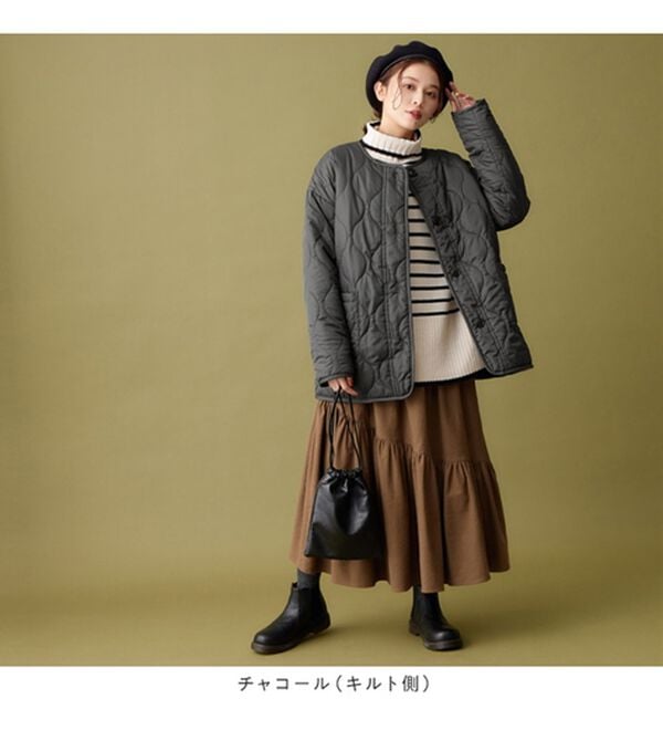 Viola e Viola（ヴィオラ エ ヴィオラ）の「あったか２ＷＡＹキルト＆ボアリバーシブルコート（ハーフコート）」｜詳細画像