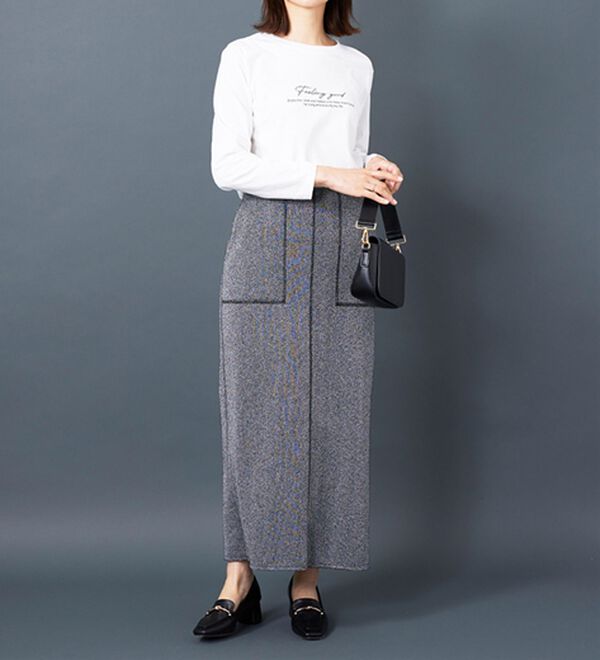 BELLUNA（ベルーナ）の「ラメ入り裏毛素材スカート（ロングスカート）」｜詳細画像