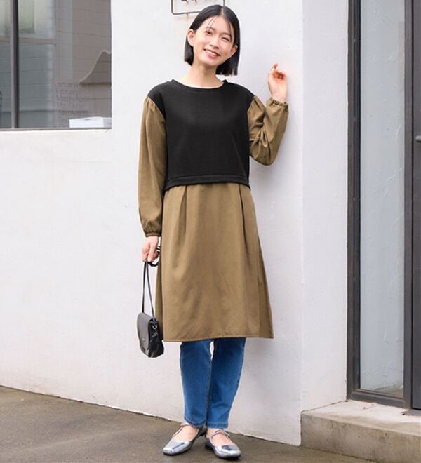 Viola e Viola（ヴィオラ エ ヴィオラ）の「時短コーデ楽ちんドッキングワンピース（ドッキングワンピース）」｜詳細画像